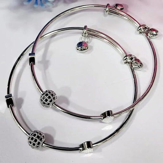 Pair of Adjustable Silver Bracelet Kara for Women