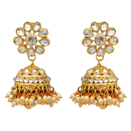 White Color Choker Kundan Necklace With Earring