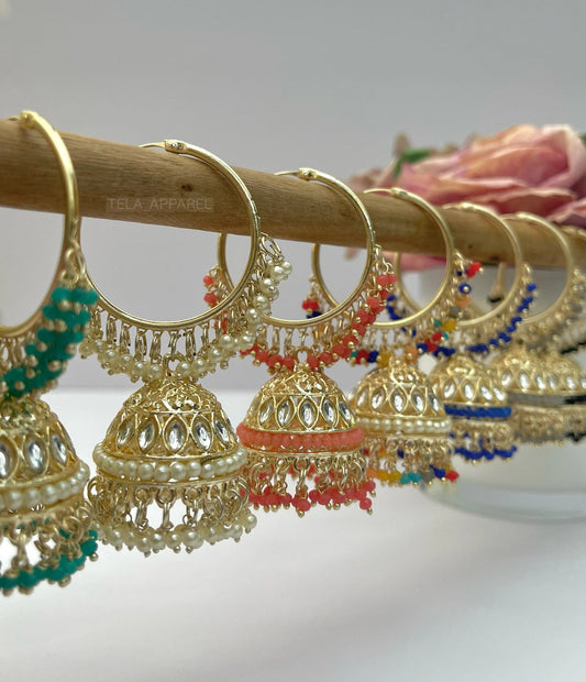 Meenakari blue baali Jhumka