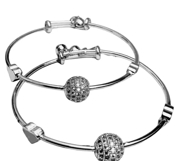 Pair of Adjustable Silver Bracelet Kara for Women