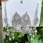 Jhumkas with Maang Tikka