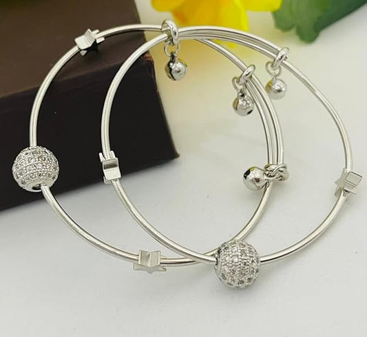 Pair of Adjustable Silver Bracelet Kara for Women
